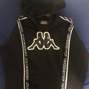 Kappa black logo hoodie with logo in the sleeves.